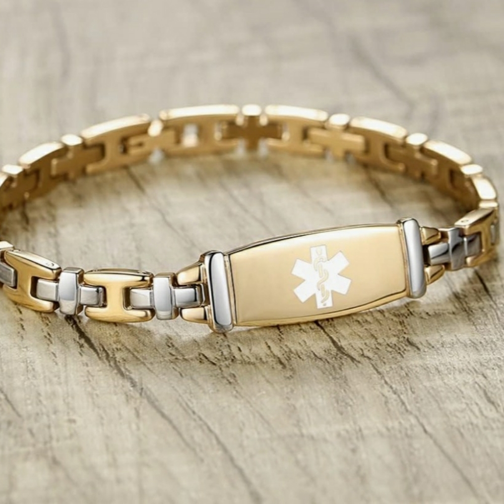 COPY - Non Allergic Stainless Steel 7.5" adustable Medical Alert Bracelet